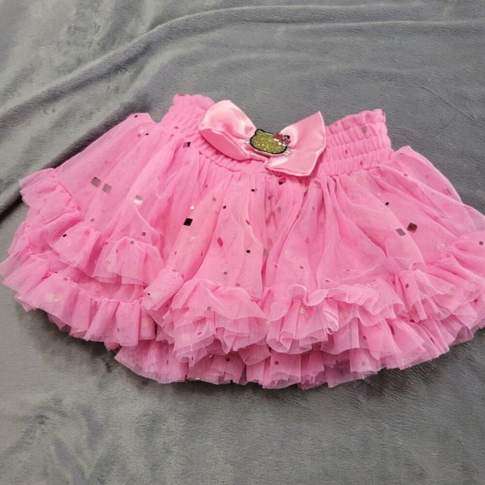 Hello Kitty Sanrio Tutu Skirt Girls 2t Pink Sparkle Pull On Charm Bow Full Skirt
